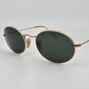 Ray-Ban RB3547 001/31 Oval Metal Gold Frame G15 Green Glass Lens Sunglasses 54mm